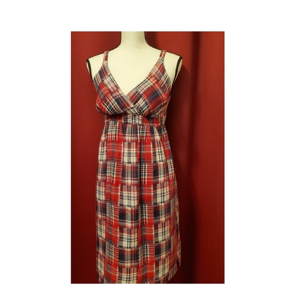 Faded Glory Red Plaid Sleeveless Dress US 10 - Picture 2 of 7